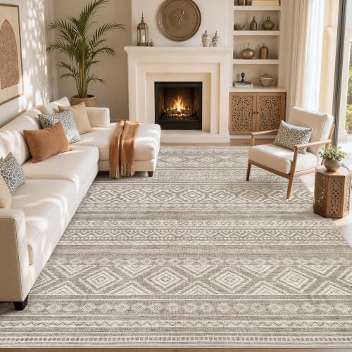 cotiled 10x13 Area Rugs Washable Boho Living Room Rug - color: Coffee Brown, size: 10' x 13' (Rectangular)