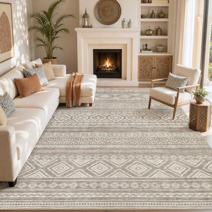cotiled 10x13 Area Rugs Washable Boho Living Room Rug - color: Coffee Brown, size: 10' x 13' (Rectangular)
