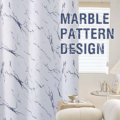 H.VERSAILTEX 100% Blackout Curtains 84 inch Length 2 Panels Set Marble Designs Printed Drapes Thermal Curtains for Bedroom with Black Liner Sound Proof Curtains, Dark Blue - color: Marble- Dark Blue, size: 52"W x 84"L (Pack of 2)