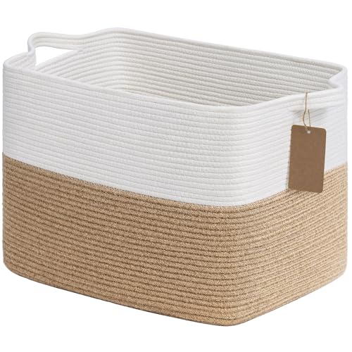Goodpick 50L Large Woven Rope Storage Basket for Organizing, Jute - color: Jute, size: 18"L x 14"W x 12"H