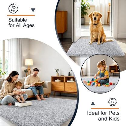 OLANLY Microfiber Bathroom Rugs 70x46, Quick Dry Bath Mat, Grey and White - color: Grey and White, size: 70" X 46"