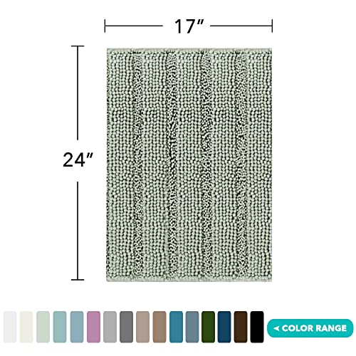 Turquoize Small Bathroom Rug 17x24, Soft Absorbent Chenille Bath Rug, Sage - color: Sage, size: 17" x 24"
