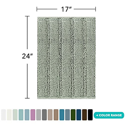Turquoize Small Bathroom Rug 17x24, Soft Absorbent Chenille Bath Rug, Sage - color: Sage, size: 17" x 24"
