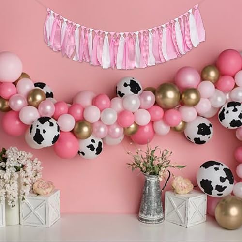 Pink and White Gingham Banner/Garland - color: Pink