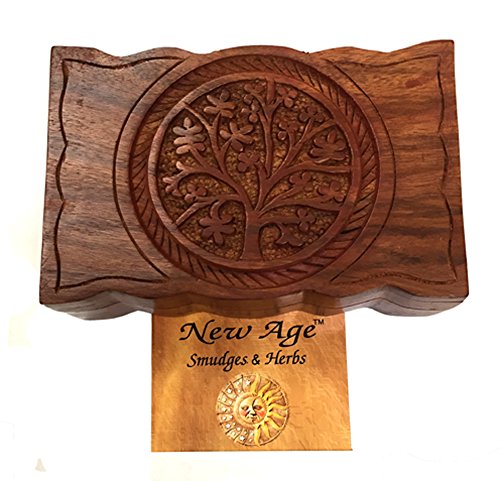 New Age Imports, Inc. GIFT IDEAS~ Tree of Life Carved Handmade Wooden Box 4 inches by 6 inches~Ideal for storing Jewelry, Coins, Tartot cards, Small Treasures, URN Box. - size: Tree of Life 4 x 6 inches