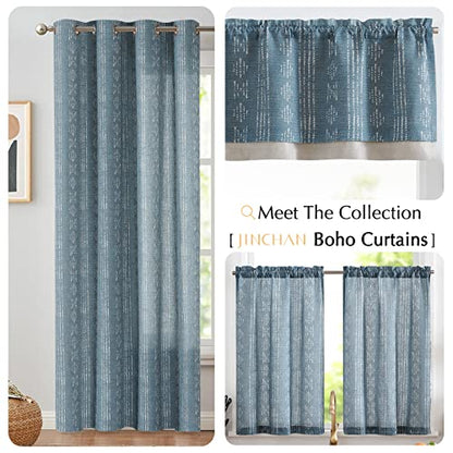 jinchan Striped Valance 18 Inch Modern Boho 1 Panel Blue - color: Boho Blue, size: 50"W x 18"L (Pack of 1)