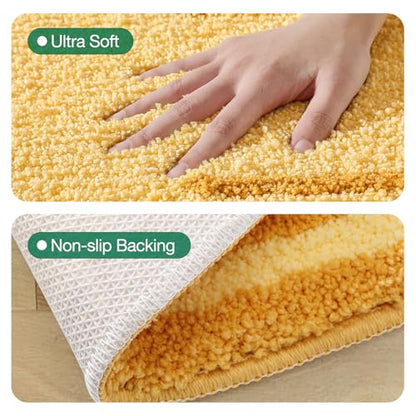 LUMI Floral Bathroom Rug, Absorbent Non Slip Bath Mat, 20"x36" - color: Floral-sunflower