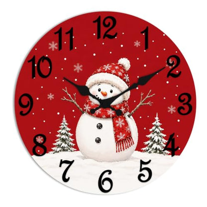 ArtSocket Round Wall Clock Silent Non-Ticking 12", Christmas Rustic - color: Rustic Christmas 01