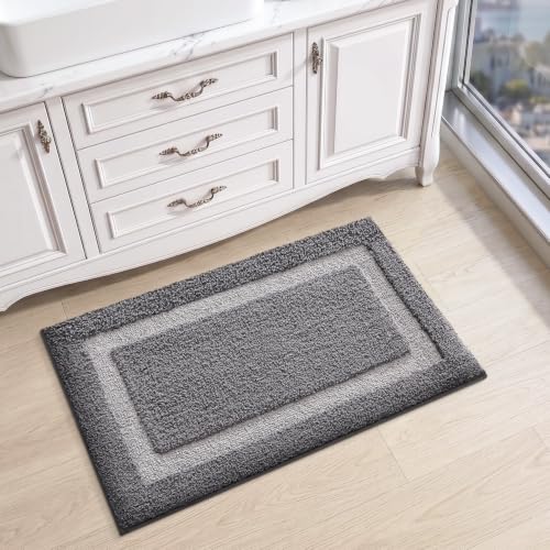 LUMI Bathroom Rug, Non Slip Absorbent Bath Mat, Dark Grey, 16"x24" - color: Dark Grey, size: 16"x24"
