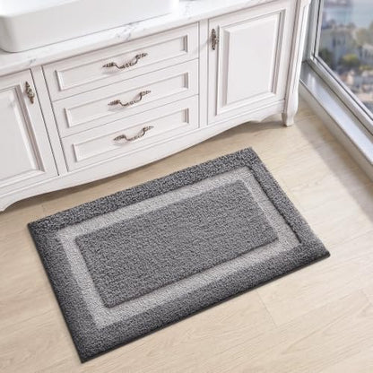 LUMI Bathroom Rug, Non Slip Absorbent Bath Mat, Dark Grey, 16"x24" - color: Dark Grey, size: 16"x24"