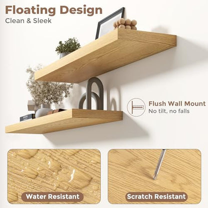 36 Inch Floating Shelves, 8"Deep Wall Shelf, 55 Lbs Capacity, Oak, 2pcs - color: Oak, size: 36"Wx8"Dx1.2"H