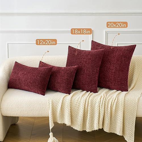MIULEE Soft Chenille Throw Pillow Covers Burgundy 16x16 Inch Pack of 2 - color: Burgundy, size: 16" x 16" (Pack of 2)