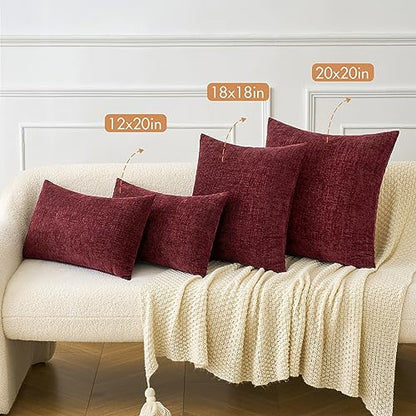 MIULEE Soft Chenille Throw Pillow Covers Burgundy 16x16 Inch Pack of 2 - color: Burgundy, size: 16" x 16" (Pack of 2)
