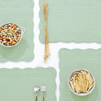 HOMBYS Quilted Placemats Set of 6 Washable-13x18 inches Rectangular Placemats for Kitchen Table-100% Cotton Fabric Rectangular Table Mats, (Sage Green) - color: Sage Green