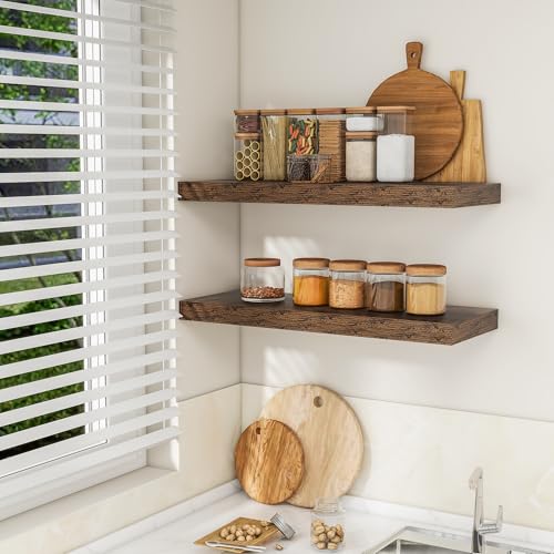RICHFOCUS 36Inch Floating Shelves for Wall 2Pack|Rustic Brown|8" D - color: Rustic Brown, size: 36"L x 8"D, Set of 2
