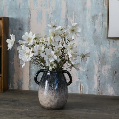 Tanvecle Blue Grad Ceramic Vase with Handles, 7" Modern Farmhouse Decor - color: Blue Grad