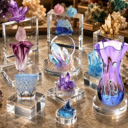 SAMYUCHO 4 Pcs 5 X 5 X 2 Inch Acrylic Blocks, Clear Square Acrylic Base - size: 5 X 5 X 2" 4pcs