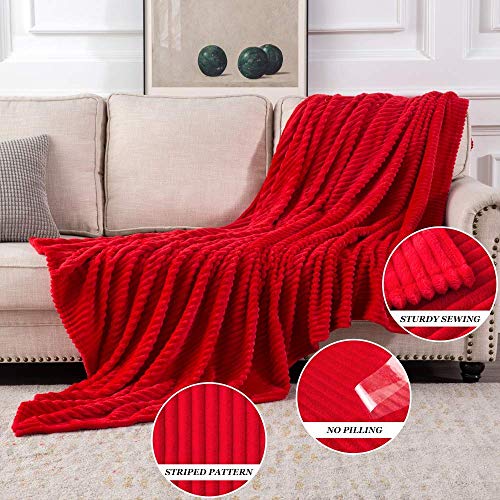 MIULEE Christmas Red Fleece Throw Blanket for Couch 50"x60" - color: Red, size: 50"x60"