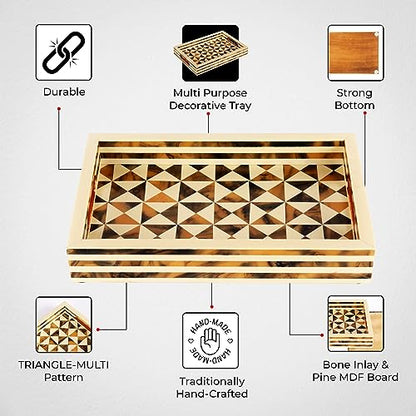 Handicrafts Home Handmade Resin Inlay Decorative Ottoman Serving Tray,12x8 - color: Multi Triangle