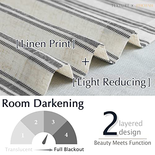 jinchan Striped Linen Valance 50"W x 18"L Pack of 1 Striped Black on Beige - color: Striped Black on Beige, size: 50"W x 18"L (Pack of 1)