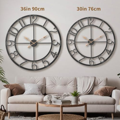 Pytha Sight 36 Inch Black Metal Arabic Numeral Extra Large Giant Wall Clock - color: Black Arabic, size: 36 Inch