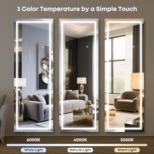 Kosmonia 56"x18" Full Length LED Mirror with Lights - color: Frameless-led, size: 56"L x 18"W
