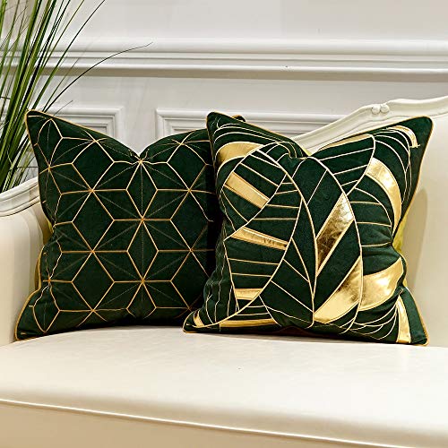 Avigers Throw Pillow Cover 20 x 20 Inch, Green Gold, Velvet, Hidden Zipper - color: Green,gold, size: 20" x 20" (Pack of 1)
