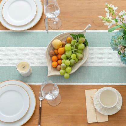 Line Macrame Table Runner, Aqua Blue Table Runners 48 Inches Long - color: Aqua Blue, size: 13"x48
