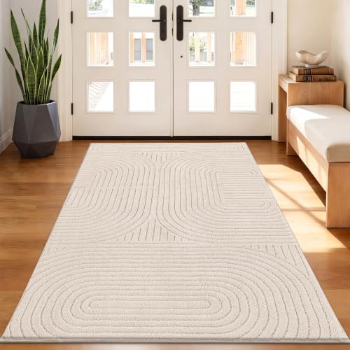 HEBE 3'x5' Area Rugs for Living Room,Washable Non Slip Textured Bedroom Rug - size: 3' x 5' (Rectangular)