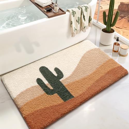LUMI Cactus Bathroom Rug 24x36 Soft Absorbent Bath Mat, Non Slip - color: Cactus Sand, size: 24"x36"