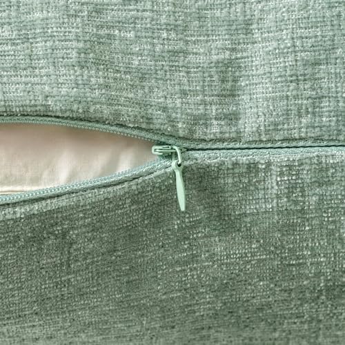 MIULEE Soft Chenille Throw Pillow Covers Greyish Green 16x16 Pack of 2 - color: Greyish Green, size: 16" x 16" (Pack of 2)