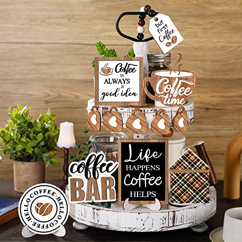 FairySandy 11 Pcs Tiered Tray Decor Farmhouse Set, Delicious Coffee - style: Delicious Coffee