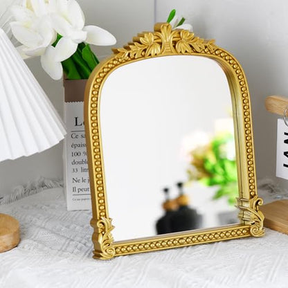 2-Pack Gold Plastic Arched Makeup Mirror 10.6" L x 8.3" W - color: Gold-2pack