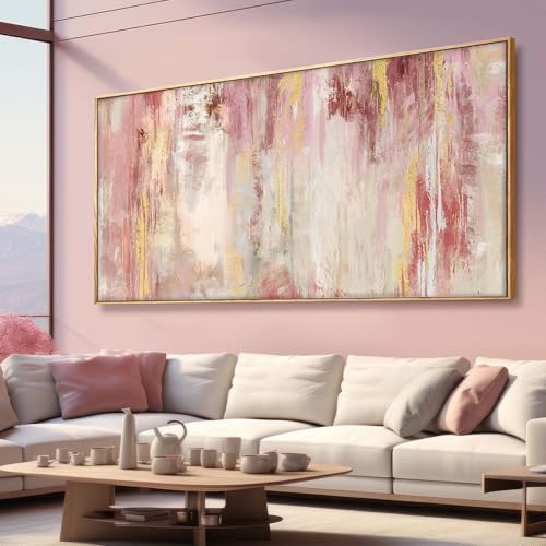 Extra Large Canvas Art Framed Wall Art for Living Room Decor Pink Pictures for Wall Abstract Modern Artwork 36”x70” - color: Pink, size: 70"L x 36"W