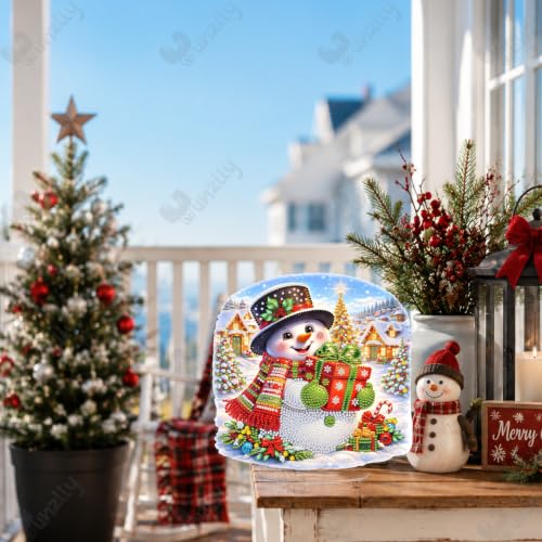 Yunzlly Stand Up Diamond Art Painting Kit, Desktop Gem Painting Ornament Kit for Adults, Tabletop Acrylic Diamond Board Painting (Christmas Snowman) - color: Christmas Snowman