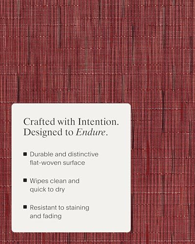 Chilewich Bamboo Placemats Set of 4, Woven Rectangle Placemats - color: Cranberry, size: 14"x19"