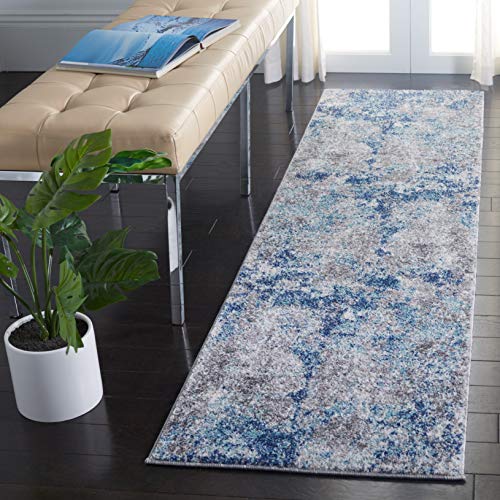 SAFAVIEH Aston Collection Runner Rug - 2' x 11', Navy & Grey, Modern Abstract Design, Non-Shedding & Easy Care, Ideal for High Traffic Areas in Living Room, Bedroom (ASN710N) - color: Navy/Grey, size: 2' x 11' (Runner)