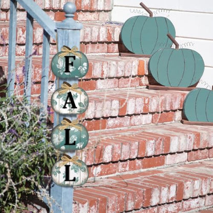 Britimes Pumpkin Fall Welcome Door Sign, Wooden, for Front Door - style: Blue Fall Maple Leaf