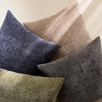 Throw Pillow Covers 24x24 Inch Set of 2, Textured Leaf Style, Tan - color: Tan, size: 24" x 24" (Pack of 2)