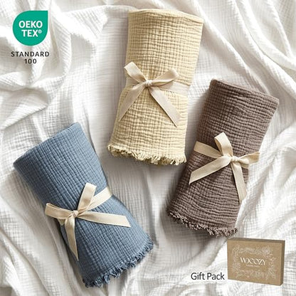 WDCOZY Muslin Blanket 100% Cotton Blankets Twin Size 4-Layer Breathable Lightweight for Couch Bed Boho Farmhouse Linen Tassels Ruffle Gauze Blankets 60x80 Inches Brown Mocha Chocolate Coffee Taupe - color: Mocha, size: Twin (60"x80")