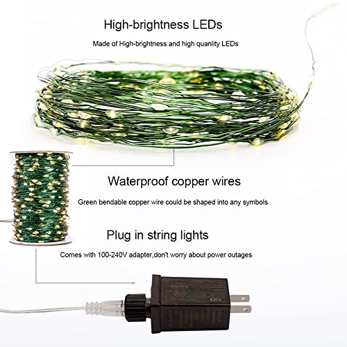 Fairy Lights Plug in Green Wire, 66FT 200LED for Christmas Tree - color: Green wire, size: 66FT 200LEDs