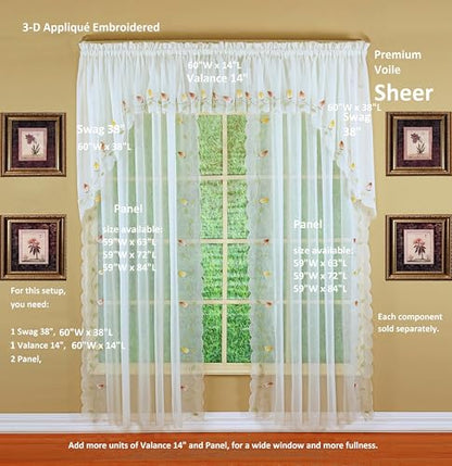 Today's Curtain,Vineyard 3-D Appliqué,Panel 72", Ecru, 59" W x 72" L - color: Ecru, size: 59"W x 72"L (Pack of 1)