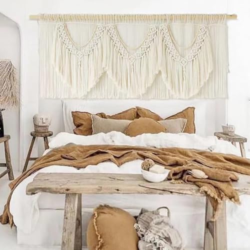 Macrame Wall Hanging Extra Large Wall Decor Boho Wall Art Wedding 75"W*35"L - color: Beige