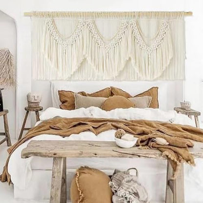 Macrame Wall Hanging Extra Large Wall Decor Boho Wall Art Wedding 75"W*35"L - color: Beige