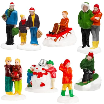 Rileryan 8 PCS Miniature Christmas Village People Figurines - style: A