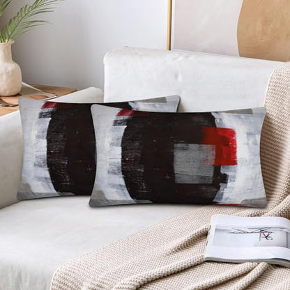 Throw Pillow Covers for Couch, 20x12 Inch, Set of 2, Grey Red - color: Red and Grey, size: 20" x 12" (Pack of 2)