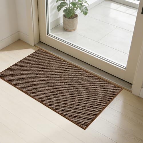 SMILOOL Front Door Mat Indoor Entrance, 17" x 30" Non-Slip Inside Door Mats for Entryway, Dirt Resistant and Absorbent Washable Doormat, Low Profile Entry Way Doormats for Patio, Porch, Dark Brown - color: Dark Brown, size: 17x30 inch