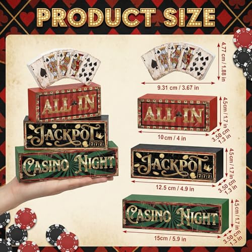 Britimes Tiered Tray Decor Set, 4 Pack, Wooden Table Sign, Casino Poker - color: Casino