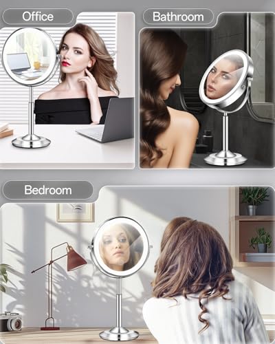 1X/30X 8" Magnifying Makeup Mirror with Lights Height Adjustable for Desk