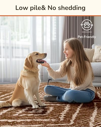 BESTSWEETIE 2'x8' Washable Area Rug for Living Room Runner Yellowbrown - color: Yellowbrown/Cream, size: 2' x 8' (Rectangular)